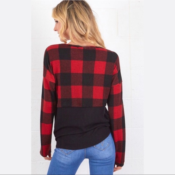 LDB Tops - Buffalo Plaid Sweater Knit Top